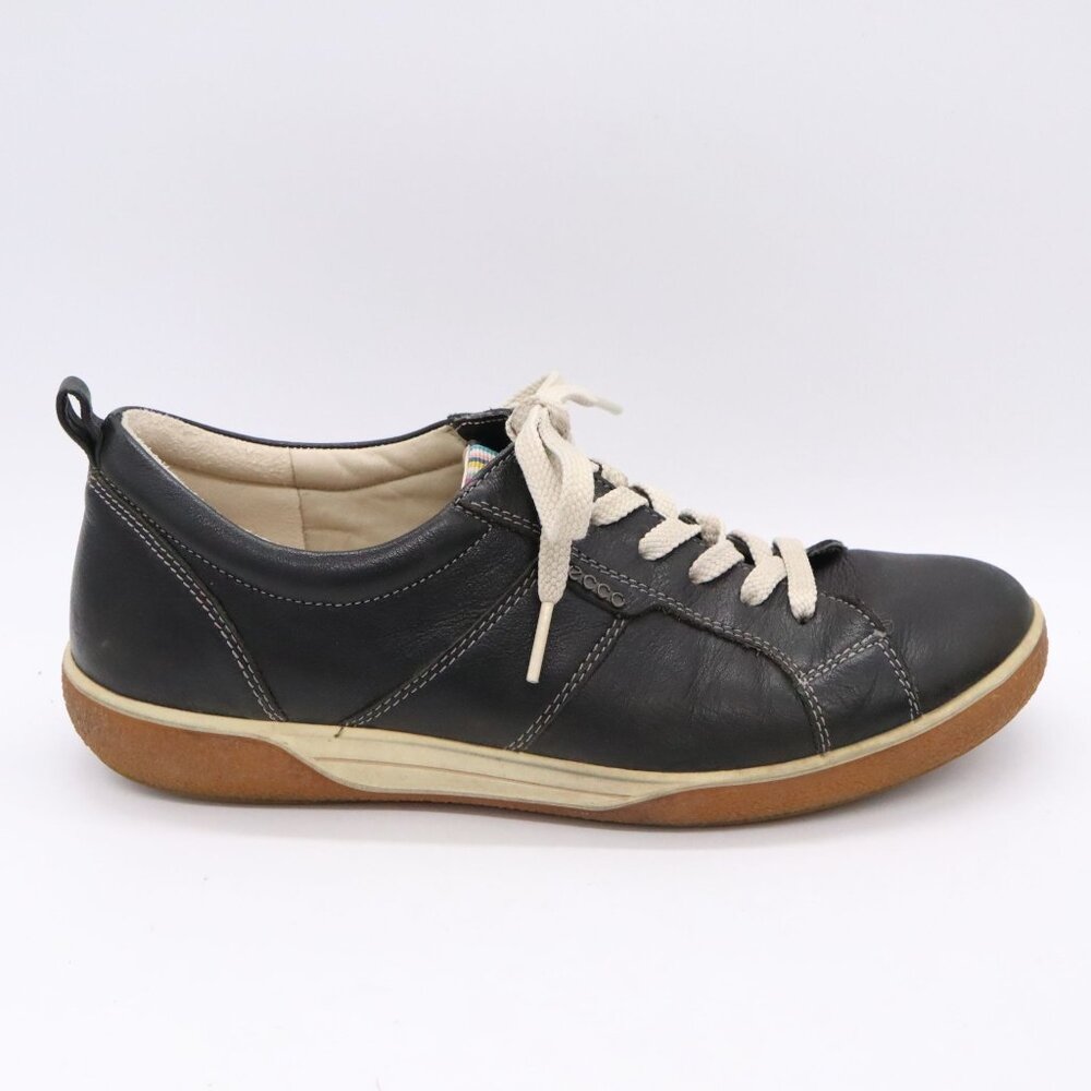 Ecco Womens Chase Shoes Size 7 Casual Walking Sneaker Black Leather Euro 37 - Picture 4 of 11